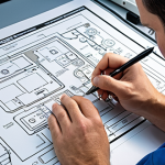 **A technician meticulously examining a complex electrical schematic, highlighting key components with a pen, in a brightly lit workshop. The scene emphasizes precision and expertise.**